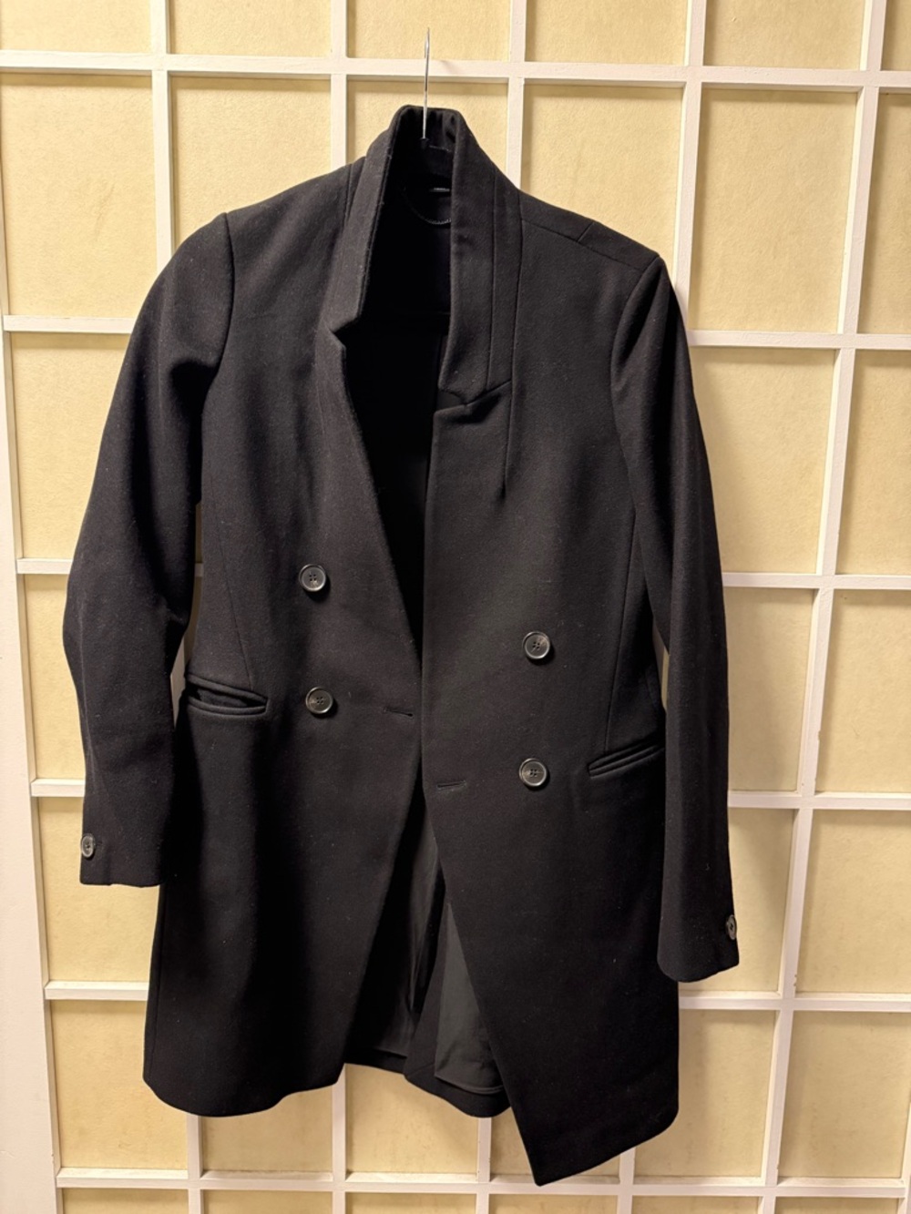 All Saints Leni Black Wool Coat